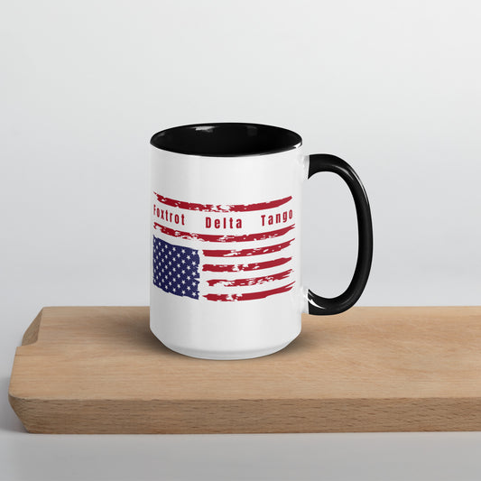 Foxtrot Delta Tango (Flag) - Mug Mugs Woke American Apparel 15 oz
