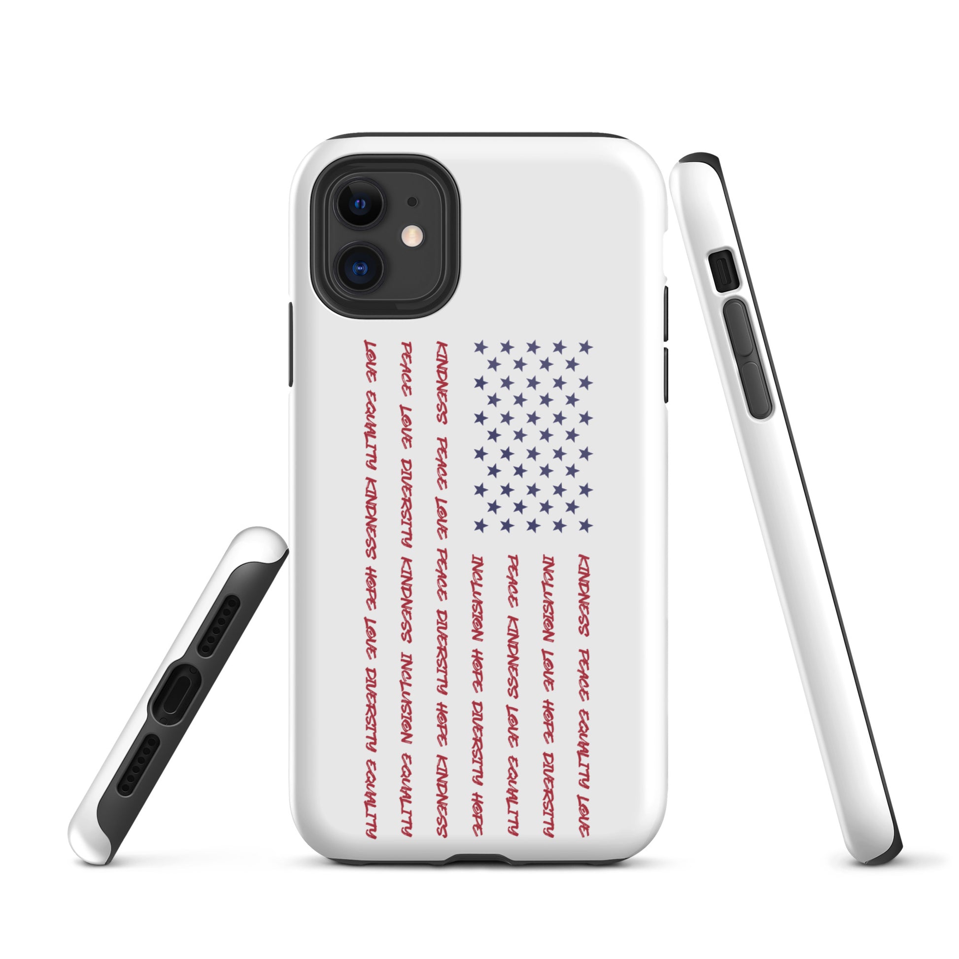 Flag Words of Kindness - iPhone® Case - Supporting Equal Rights for All Americans Mobile Phone Cases Woke American Apparel iPhone 11  