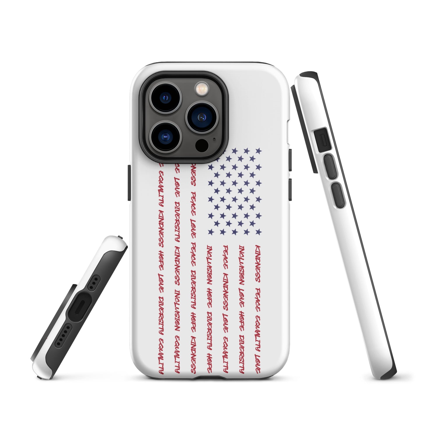 Flag Words of Kindness - iPhone® Case - Supporting Equal Rights for All Americans Mobile Phone Cases Woke American Apparel iPhone 14 Pro  