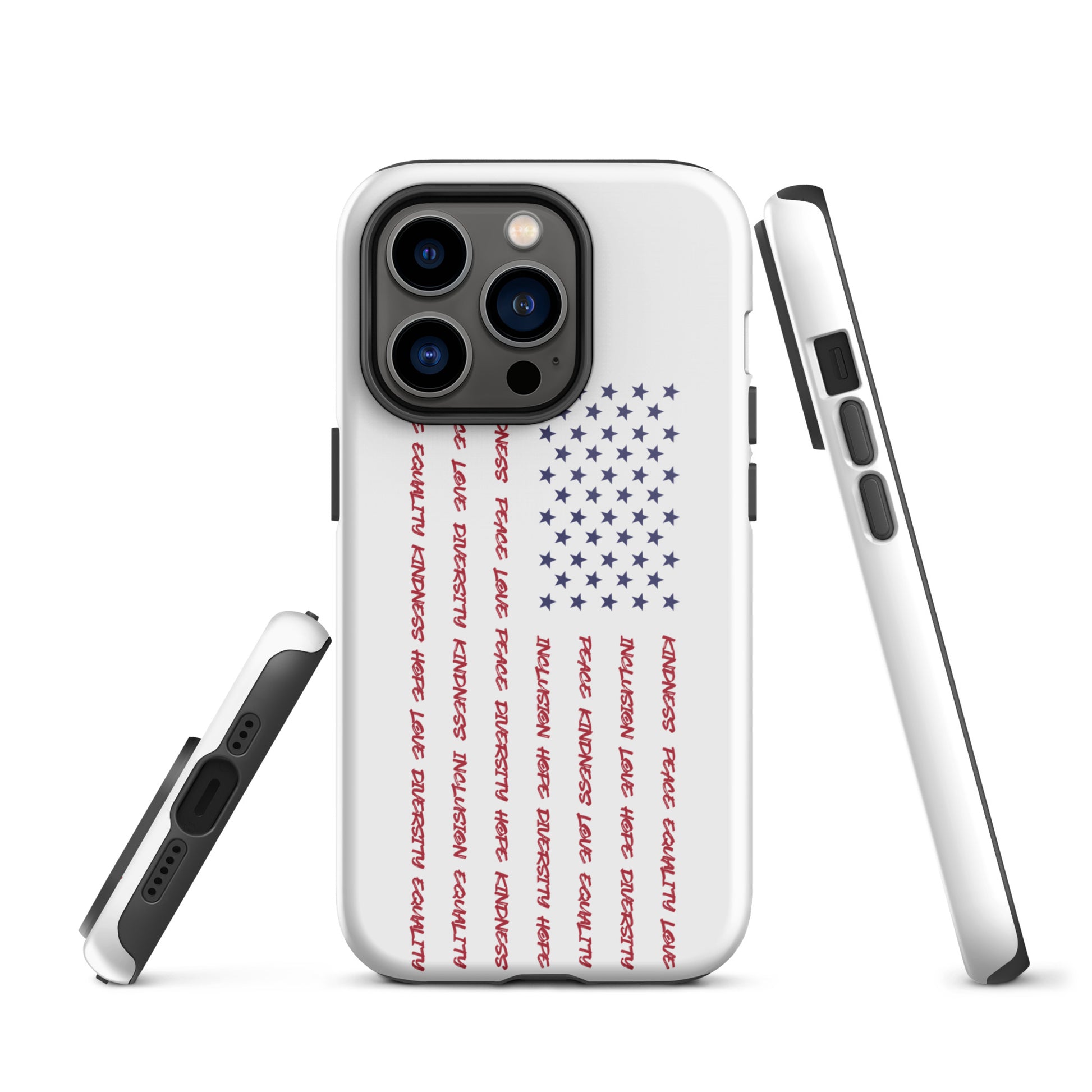 Flag Words of Kindness - iPhone® Case - Supporting Equal Rights for All Americans Mobile Phone Cases Woke American Apparel iPhone 14 Pro  