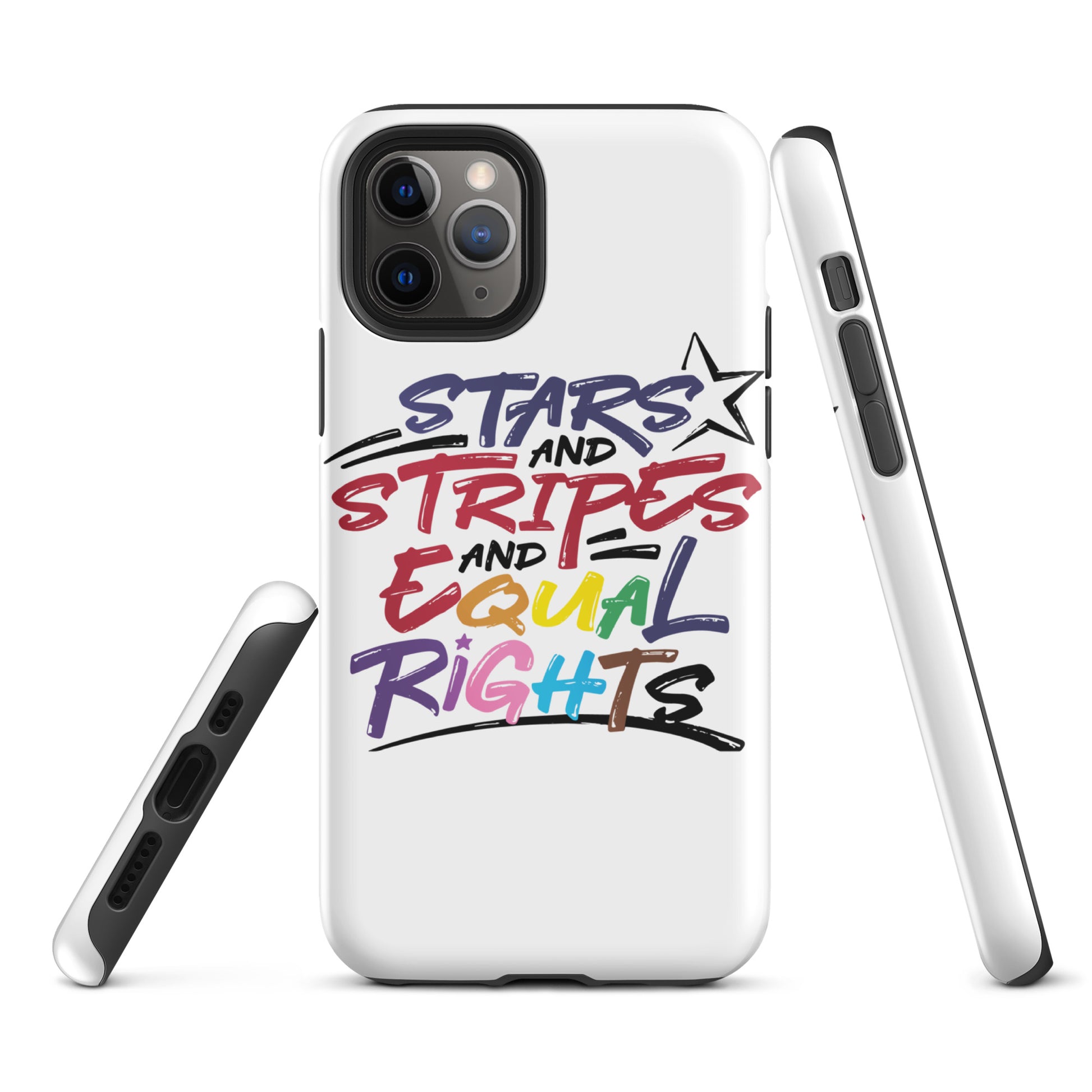 Stars and Stripes and Equal Rights (Rainbow Letters) - iPhone® Case - Supporting Equal Rights for All Americans Mobile Phone Cases Woke American Apparel iPhone 11 Pro  