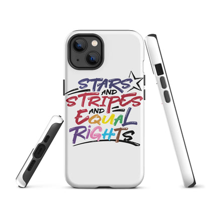 Stars and Stripes and Equal Rights (Rainbow Letters) - iPhone® Case - Supporting Equal Rights for All Americans Mobile Phone Cases Woke American Apparel iPhone 13  