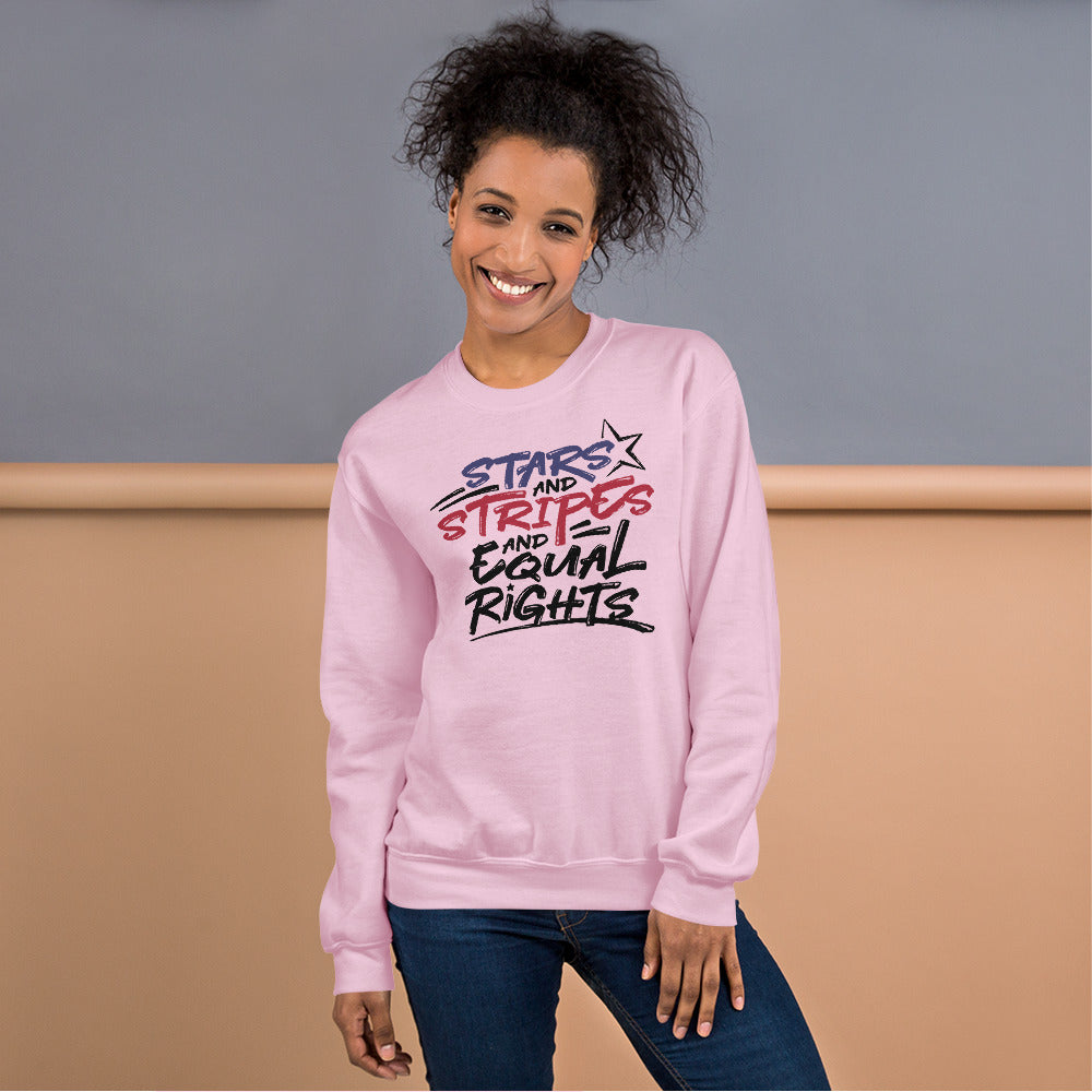 Stars and Stripes and Equal Rights - Unisex Sweatshirt - Supporting Black Lives Matter and Equal Rights for All Americans Shirts & Tops Woke American Apparel Light Pink S 