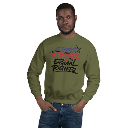 Stars and Stripes and Equal Rights - Unisex Sweatshirt - Supporting Black Lives Matter and Equal Rights for All Americans Shirts & Tops Woke American Apparel Military Green S 