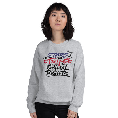 Stars and Stripes and Equal Rights - Unisex Sweatshirt - Supporting Black Lives Matter and Equal Rights for All Americans Shirts & Tops Woke American Apparel Sport Grey S 