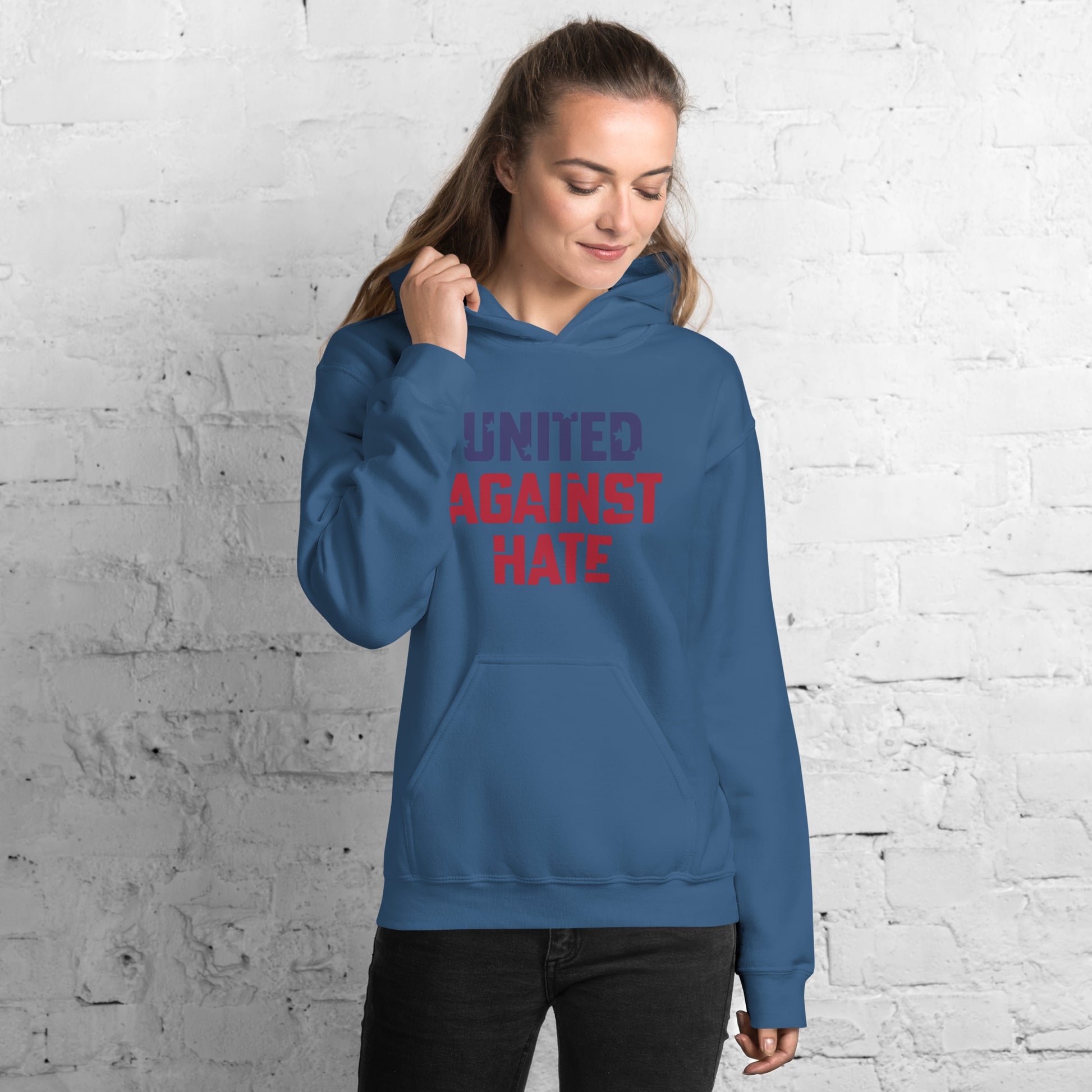 United Against Hate - Unisex Hoodie - Supporting Black Lives Matter and Equal Rights for All Americans Shirts & Tops Woke American Apparel Indigo Blue S 