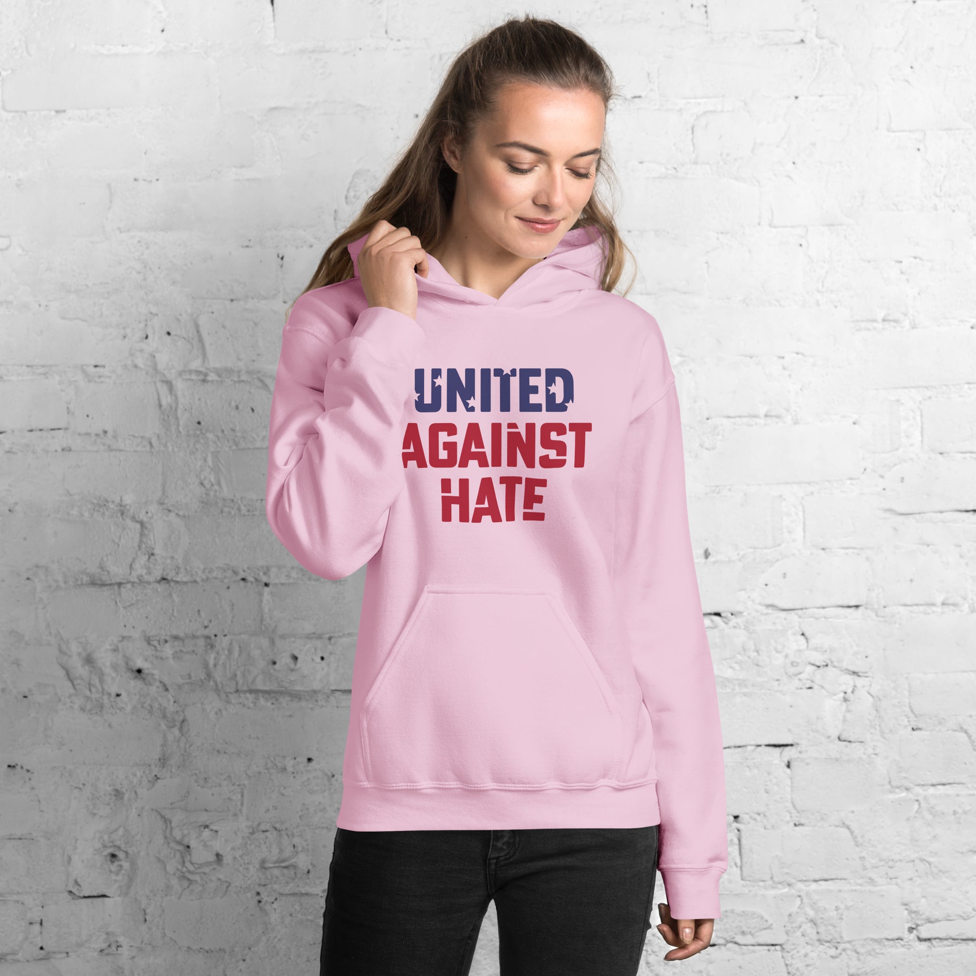 United Against Hate - Unisex Hoodie - Supporting Black Lives Matter and Equal Rights for All Americans Shirts & Tops Woke American Apparel Light Pink S 