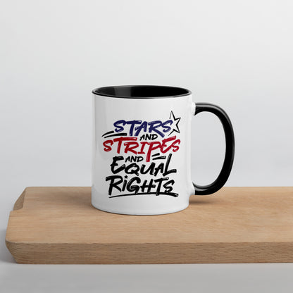 Stars and Stripes and Equal Rights - Mug - Supporting Black Lives Matter and Equal Rights for All Americans Mugs Woke American Apparel   